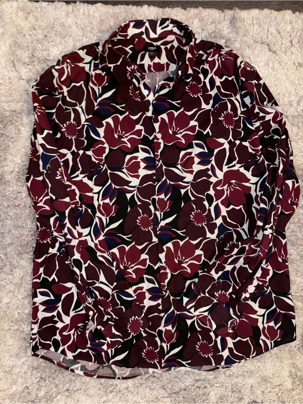 Express Floral Button Down Dress Shirt